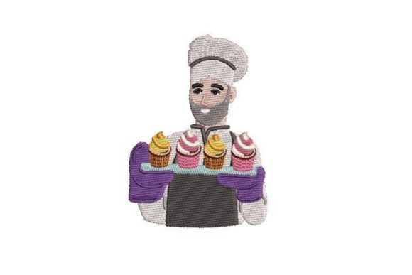 Baker Holding a Tray of Cupcakes
