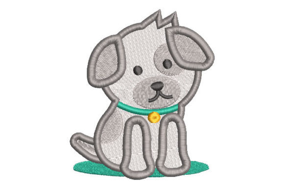 Dog Puppy with Collar Embroidery Design