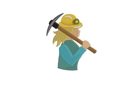 Female Coal Miner Embroidery Design
