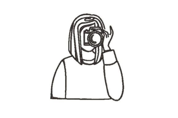 Photographer Line Art Drawing